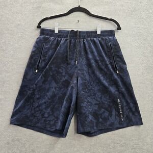 VRST Second Skin Men Activewear Shorts M Blue‎ Geometric Zipper 9" Inseam